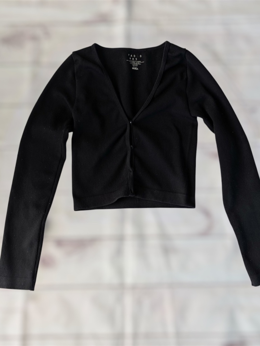 Faded Rose V-Neck Button Ribbed Cardigan Sweater Long Sleeve Womens Small Black